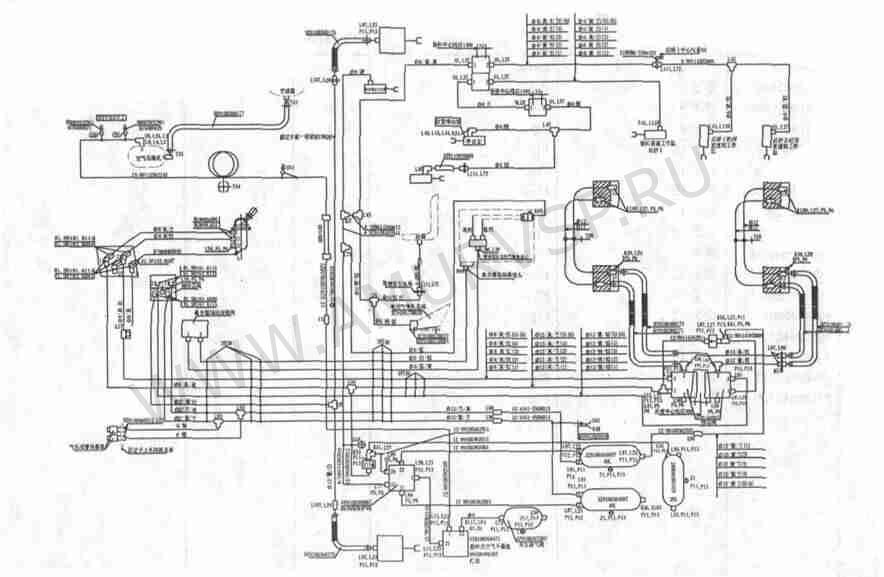 Схема тормозной системы для бортовых автомобилей 6?4 